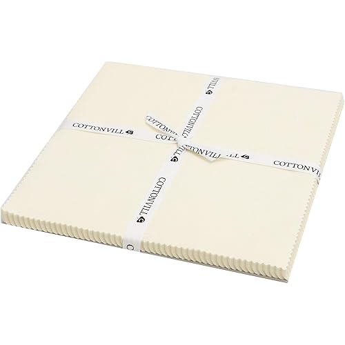 COTTONVILL 20COUNT Cotton Solid Quilting Fabric (10inch Square, 03-Whisper White)