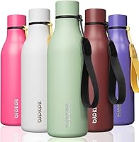 Vista 113 de BJPKPK Botellas de agua aisladas, botella de agua de metal de acero inoxidable de 18 onzas con correa, termo a prueba de fugas sin BPA, tazas