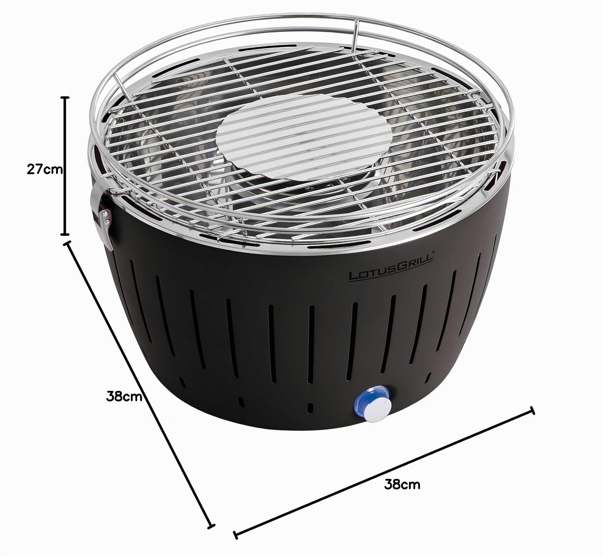 LotusGrill G-AN-34P, Barbecue con batterie e cavo di alimentazione USB, 35 x 23,4 cm, Grigio