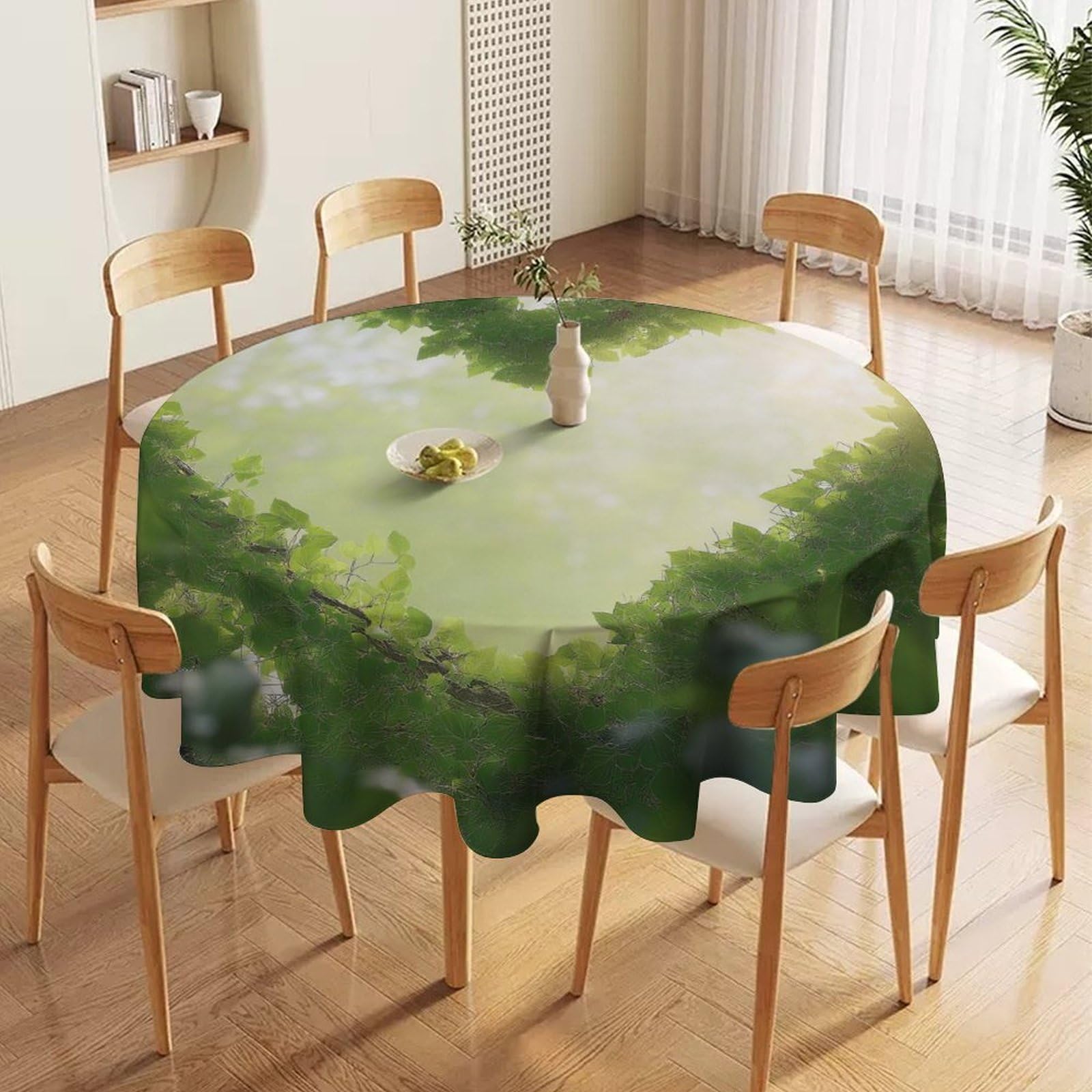 ORDOBO 3D Print Round Tablecloth - 3D Flowers Waterproof Dust-Proof 3D Print Table Cover For Dinner Kitchen Garden Fashion Home Countertop Decoration 177X177Cm