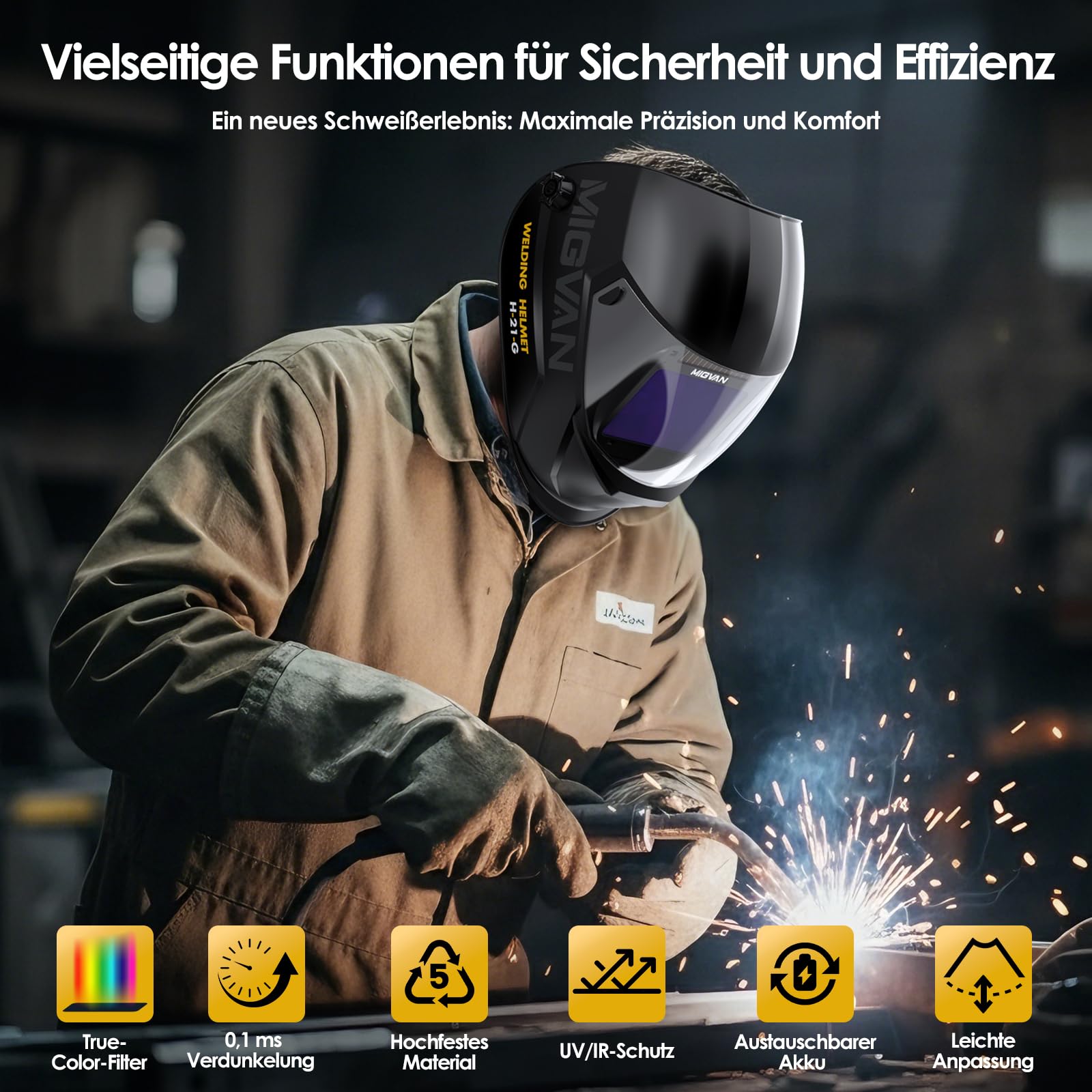Schweißhelm Automatik True-Color, Ultra-HD 100x82mm XL-Sicht H-21-G