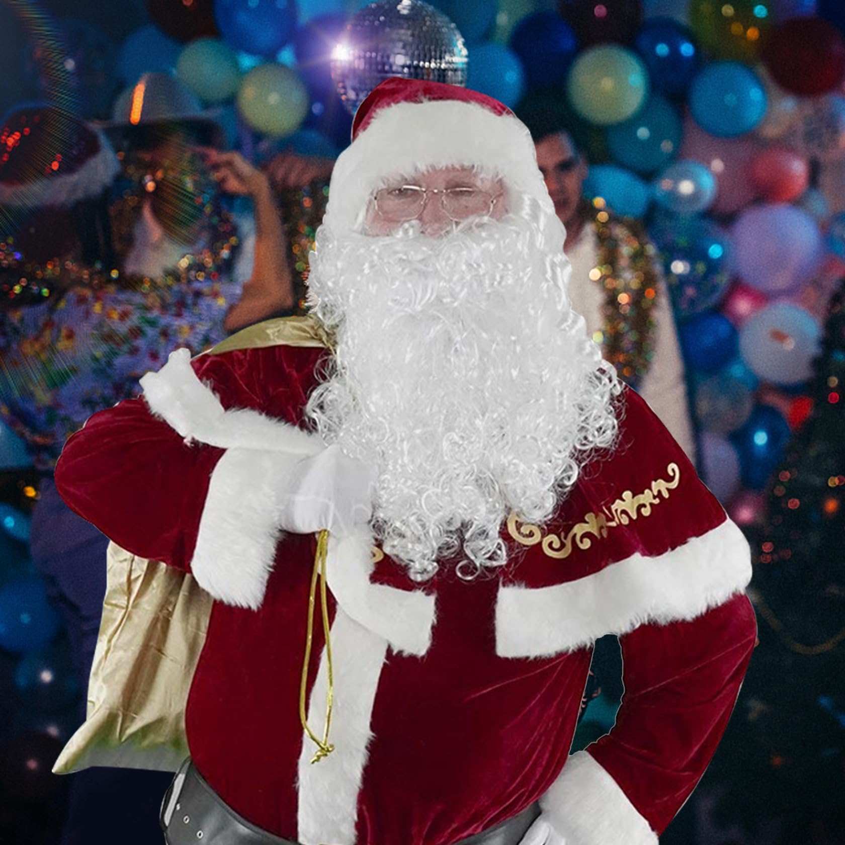 Weihnachtsmann-Kostüm für Erwachsene, 8 Teile/Satz, Samt-Weihnachtsmann-Anzug, Herren-Weihnachtsoutfit für Weihnachten, Urlaub, Party, Cosplay, 3XL