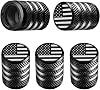 Tapas de vástago de válvula para llanta DECURCAR, paquete de 5, bandera americana en negro | Tapas de aire para llanta de aluminio con revestimiento de plástico, seguras para TPMS, resistentes a la corrosión, a prueba de polvo, universales para auto, camioneta, moto y bicicleta 1