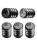Tire Valve Stem Cap Cover - (5 Pack) Tire Air Cap Metal with Plastic Liner Corrosion Resistant Leak-Proof American Flag for Car Truck Motorcycle Bike Black