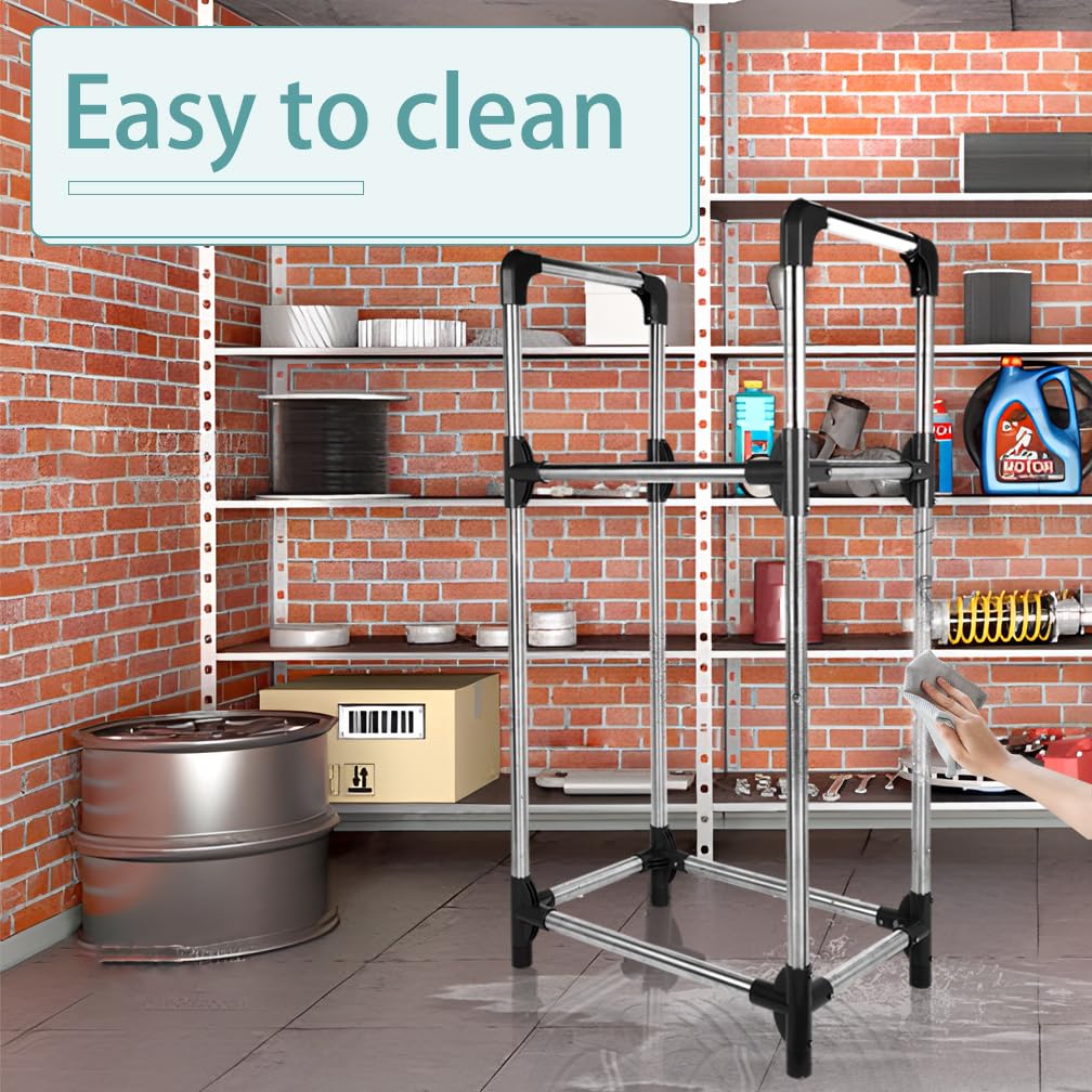 Hershii Stojak do przechowywania opon stojący garaż półka organizer do użytku wewnątrz i na zewnątrz - czarny + srebrny, 57,2 x 37,3 x 114,6 cm