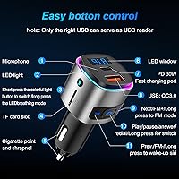 Vista 7 de (Upgraded Version) FM Transmitter Bluetooth, SONRU Bluetooth Car Adapter [PD 30W & QC3.0 18W], Wireless FM Radio Transmitter, Hands-Free Calling