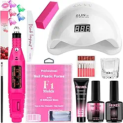 Kit Completo para Unhas em Gel com Lâmpada LED UV Lixas Moldes e Caneta Óleo Hidratante – Resultado Profissional