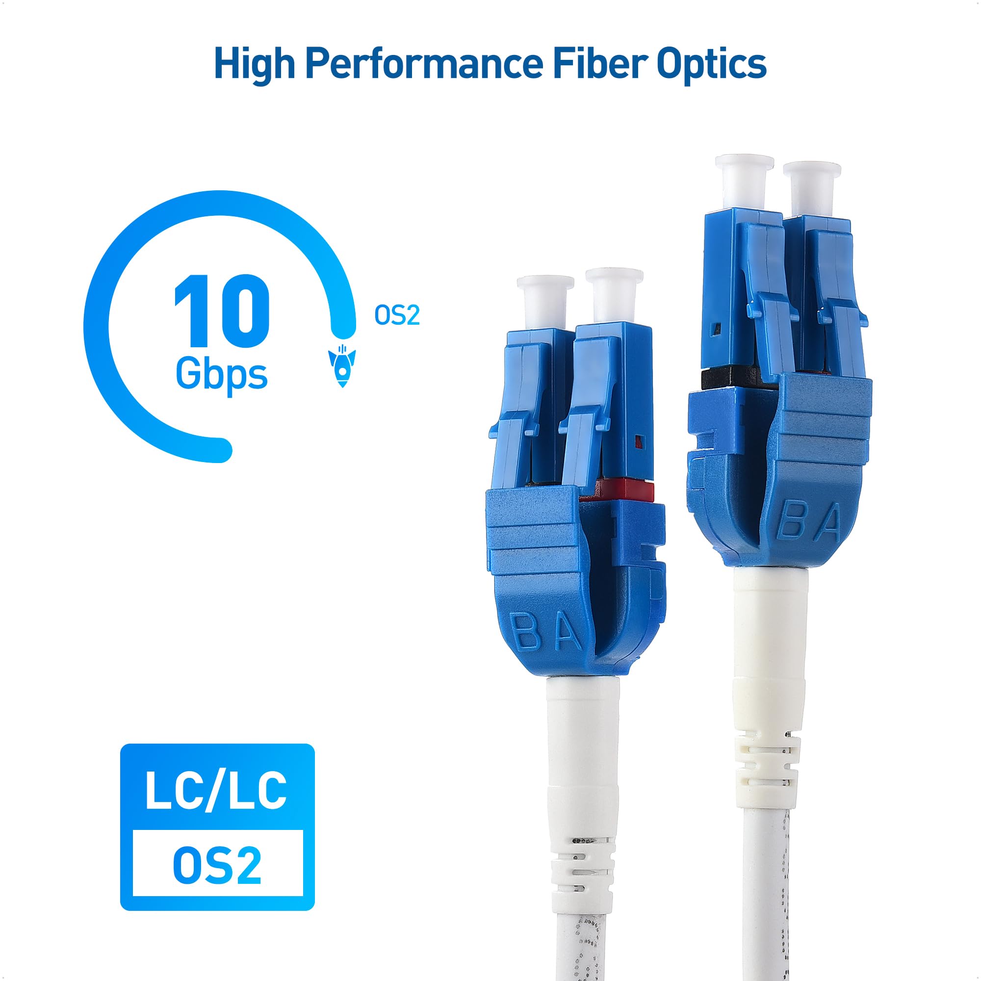 Cable Matters Uniboot OS2 - Cavo patch in fibra corazzata da LC a LC per esterni, 45,7 m, modalità singola duplex 9/125, LSFRZH, supporto diretto per sepoltura con rivestimento resistente ai raggi UV