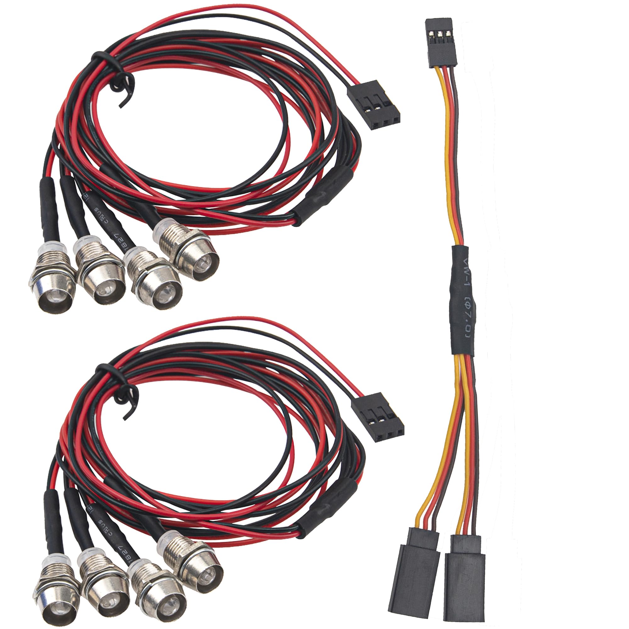 2Pack HIRCQOO 4LED RC Car LED Light Headlights Taillight Lighting with JR Y Cable Compatible with Traxxas HSP Tamiya Redcat RC4WD Axial HPI Kyosho Arrma 1/8 1/10 1/12 RC Car Truck (2Blue & 2Green)