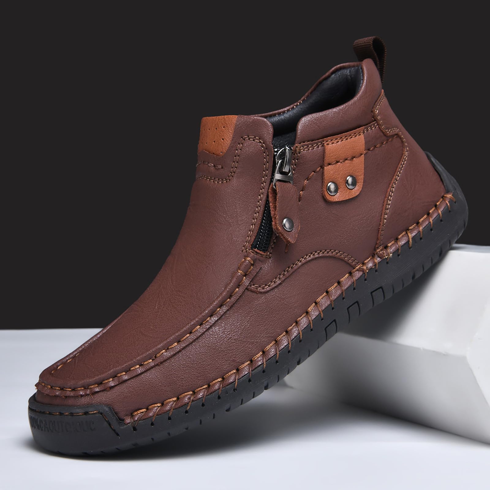 Mocasines de cuero para hombre, zapatos de verano para caminar, ligeros, cómodos, transpirables, informales, para exteriores, zapatos de vestir con suela suave