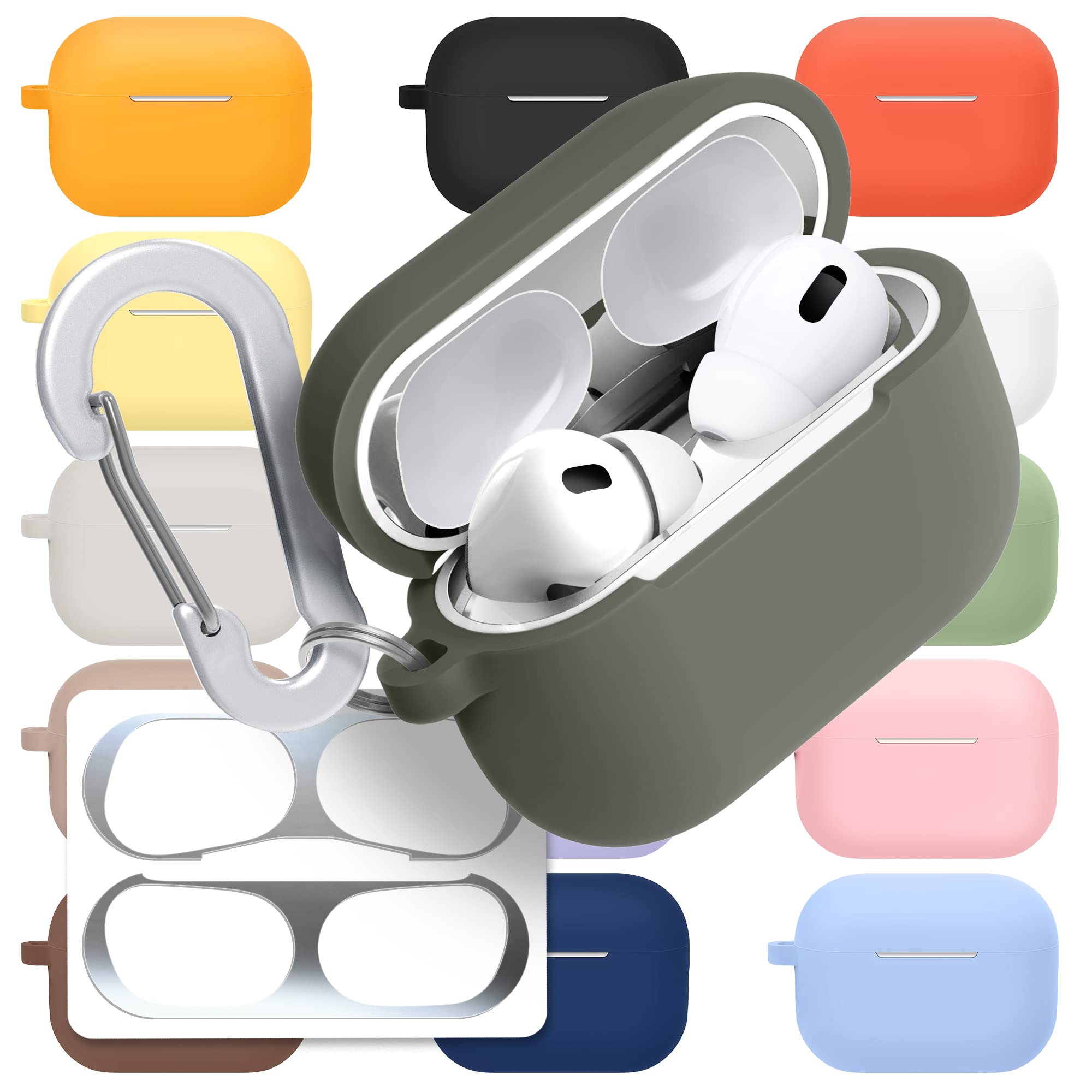 [3 in 1] AirPods Pro 3 Silicone Case + Anti-Lost Carabiner + Dust Guard Metal Film, Protective Cover with Keychain for Apple AirPods Pro3 (2025) — view 29