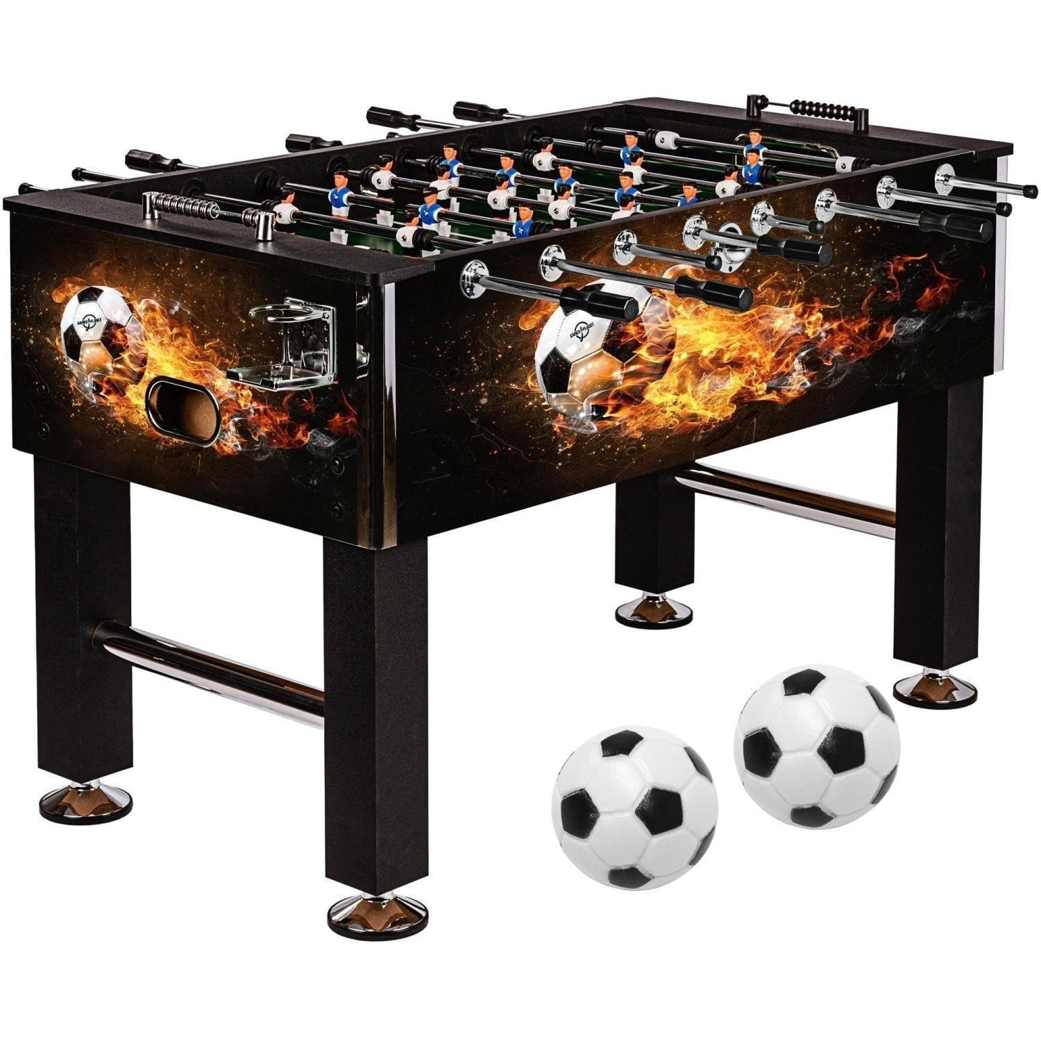 GAMES PLANET Kickertisch Leeds in 6 Farben, Tischfußball, Tischkicker, inkl. 4 Bälle + 2 Getränkehalter, ca. 60kg