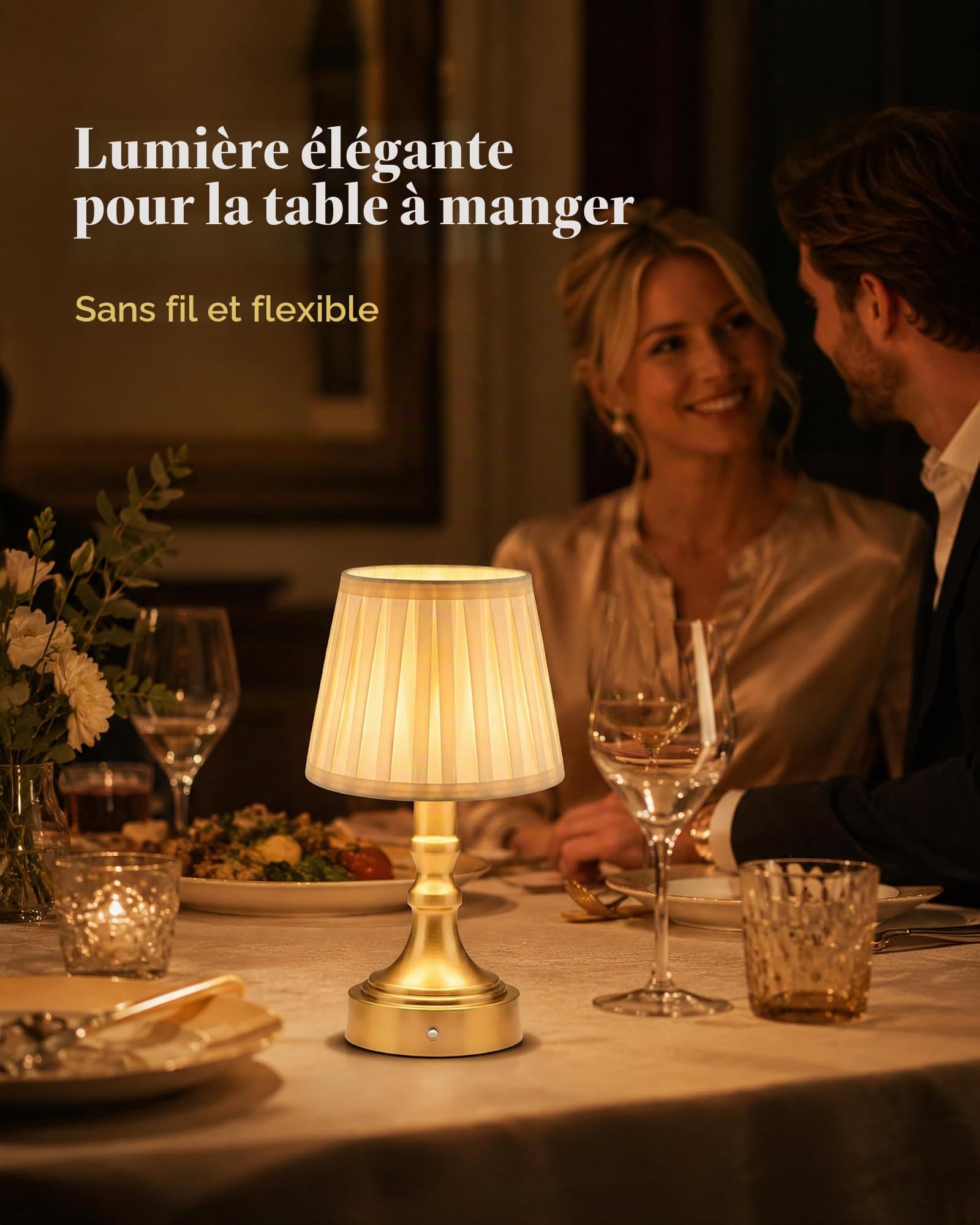 ACMHNC Lampe de Table Sans Fil Rechargeable, Tactile, Doré