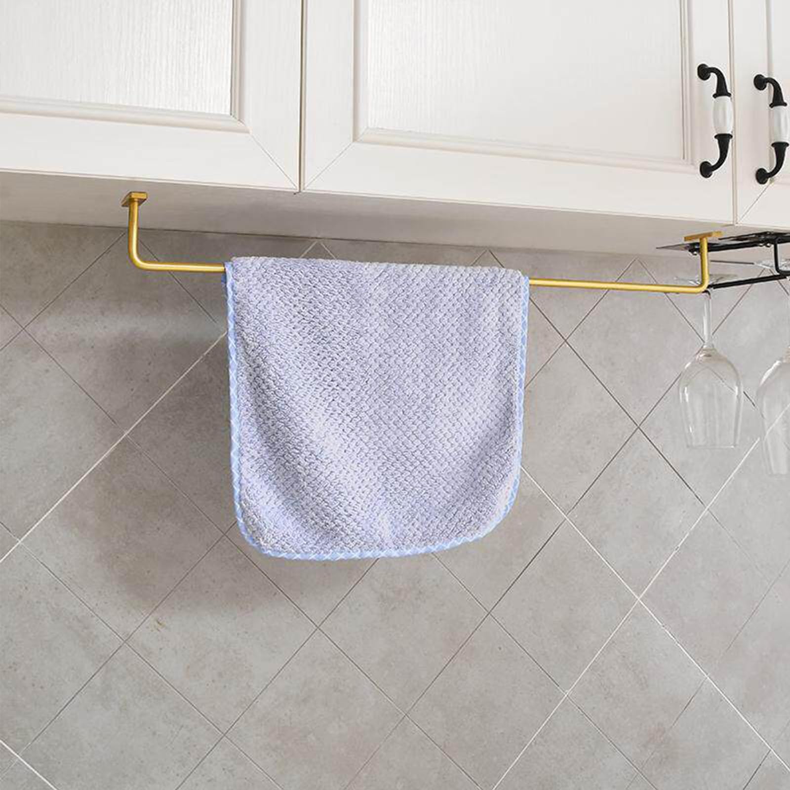 YXLLGS Brass Wall Mount Hanging Bar with S Hooks, Rustproof Gold Towel Rack Kitchen Utensil Rail Organizer for Bathroom Closet Entryway Storage(61x6x5cm/24x2.3x1.9in)