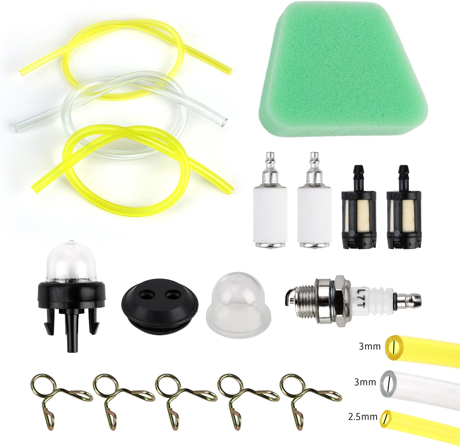 – Fuel Line Mower Fitting Kit 17Pcs Fuel Pipe 30cm Strimmer Fuel Line Spark Plug Fuel Filter Oil Bubble Hose Buckle Strimmer Parts Compatible for McCulloch Titan Mower Strimmer Chainsaw Blower