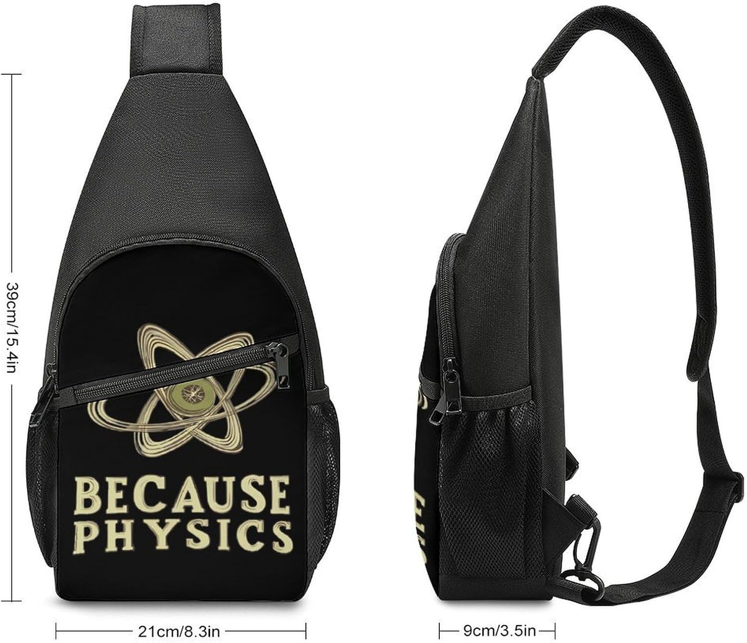 Because Physics Crossbody Sling Backpack Chest Bag Daypack | unisex,trendy,with convertible and detachable shoulder strap,side pockets