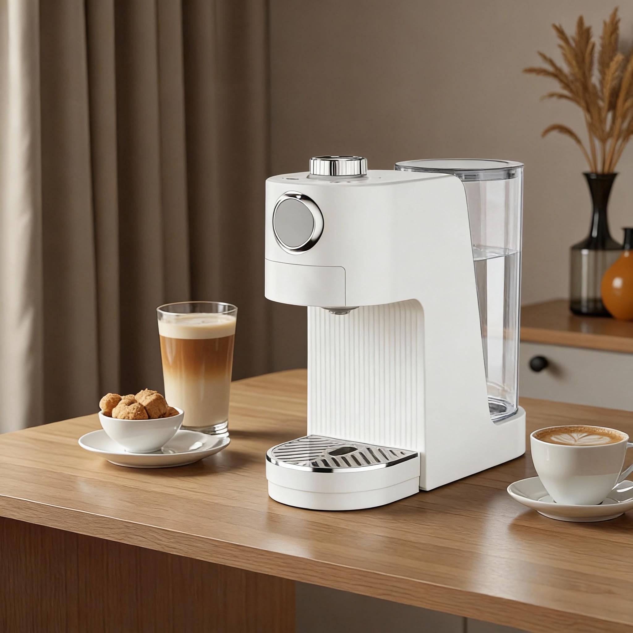 Cafetera Expresso 3 en 1, 20 Bares, Cafetera Multicápsulas Compatible con NES Original/DG/Café Molido, 7 niveles de volumen y temperatura ajustable, para Hogar y Oficina (Blanco)