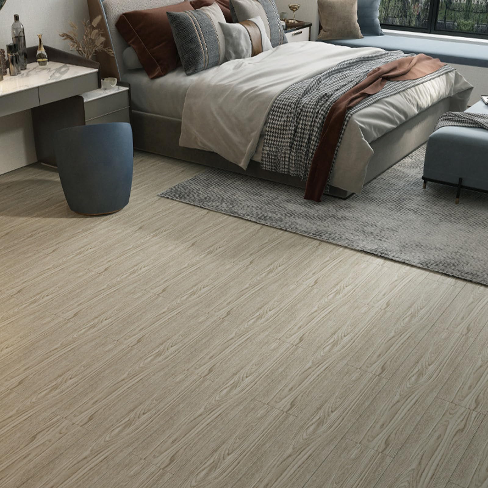 Samoprzylepne płytki podłogowe, PVC Floor Tiles Multicolor 80x15cm Pack Of 10-100 Pcs(Style a,80 * 15cm*100 pcs)