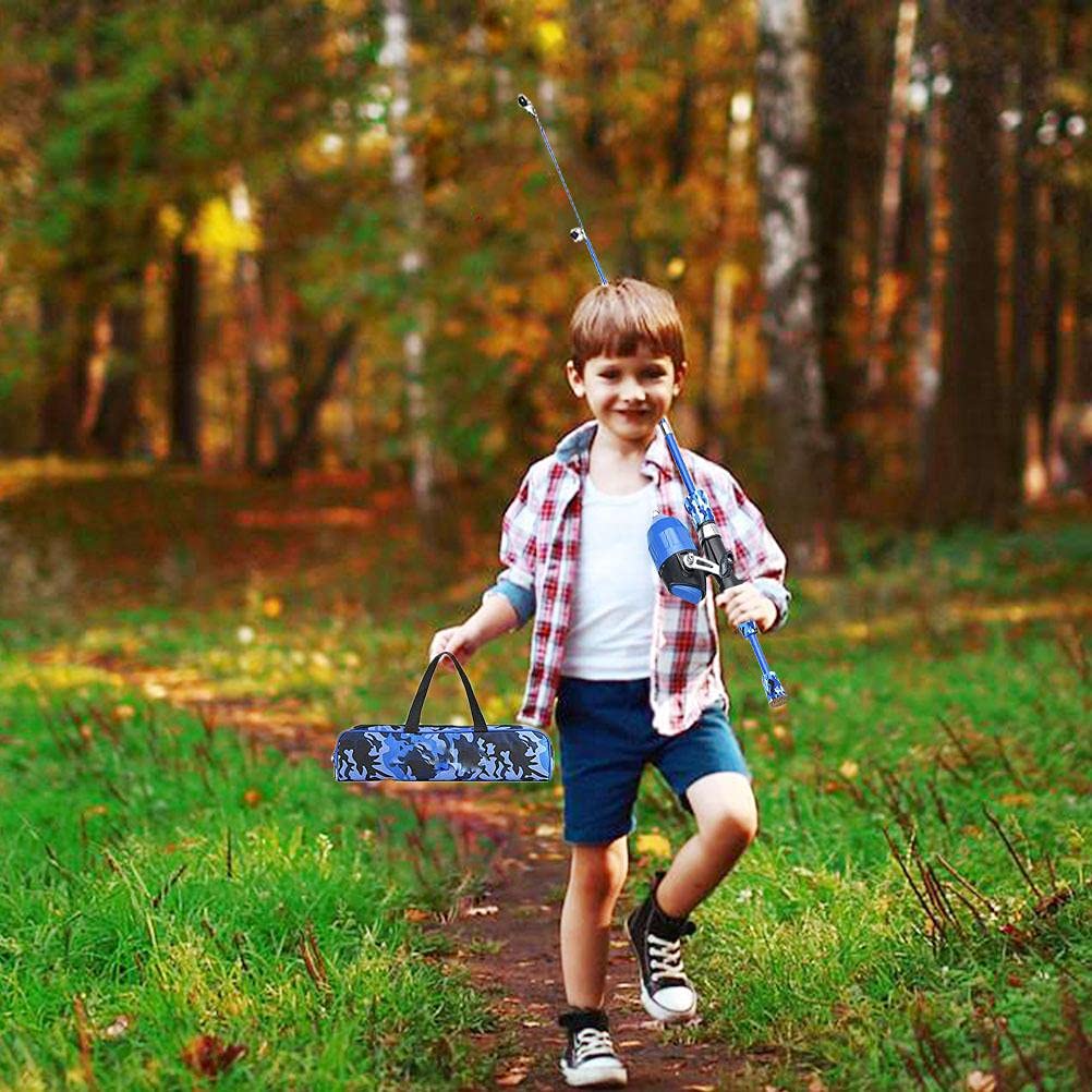 Canne à pêche pour enfants, canne à pêche télescopique portable et moulinet pour adolescentes, filles avec moulinet et lignes de pêche