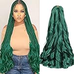 Green French Curly Braiding Hair 24 inch Loose Wavy 2 Packs Bouncy Braiding Hair extensions 75g/Pack French Curls Synthetic Hair Extensions (24inch,2packs,Green)