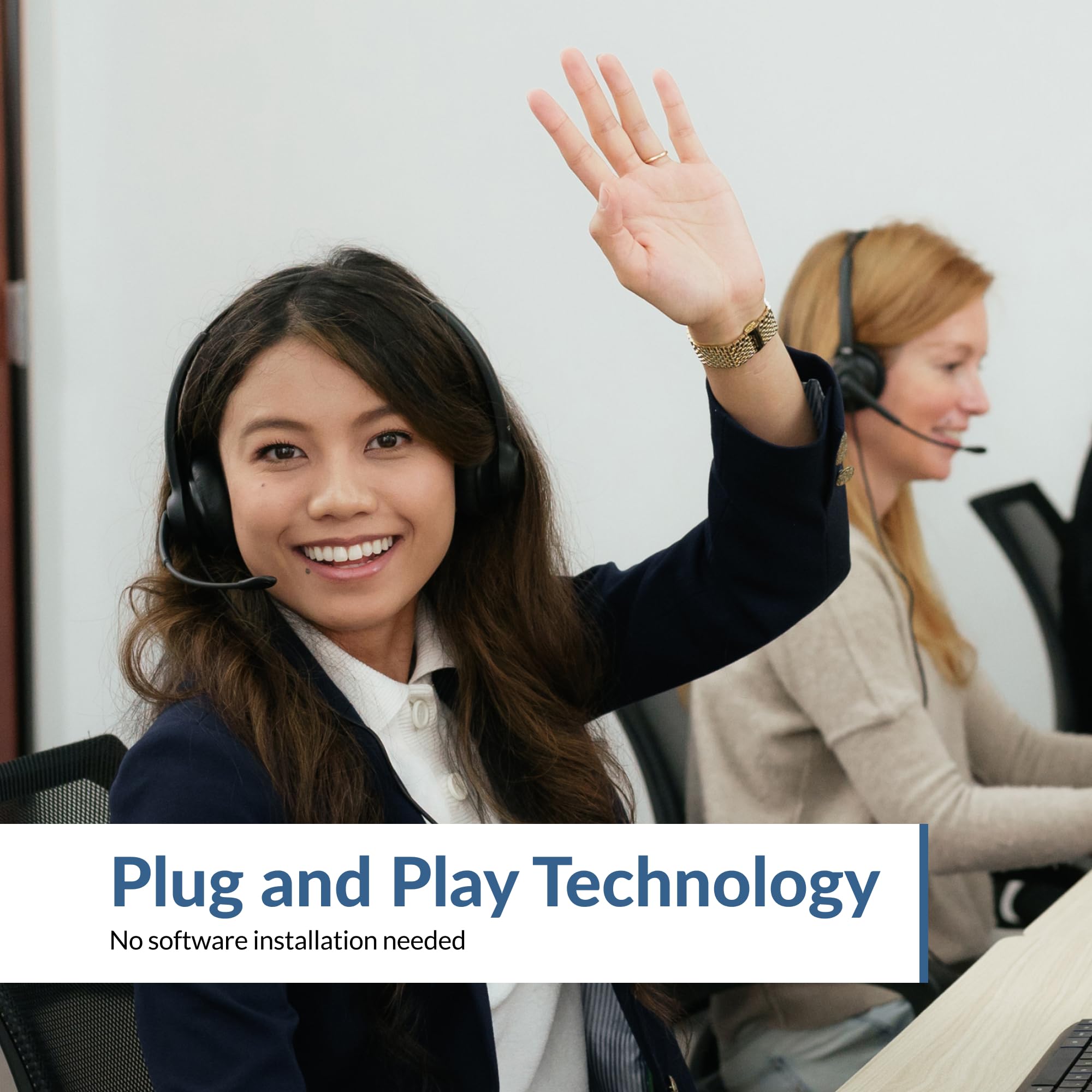 Cyber Acoustics Cuffie con cavo USB-C con microfono per PC (AC-304C), cuffie cablate con microfono a cancellazione del rumore per lavoro, chiamate e riunioni remote, nero