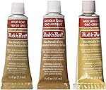 Amaco Rub 'N Buff Wax Metallic Finish, 3 Color Gold Assortment (Gold Leaf, Antique Gold, Grecian Gold)
