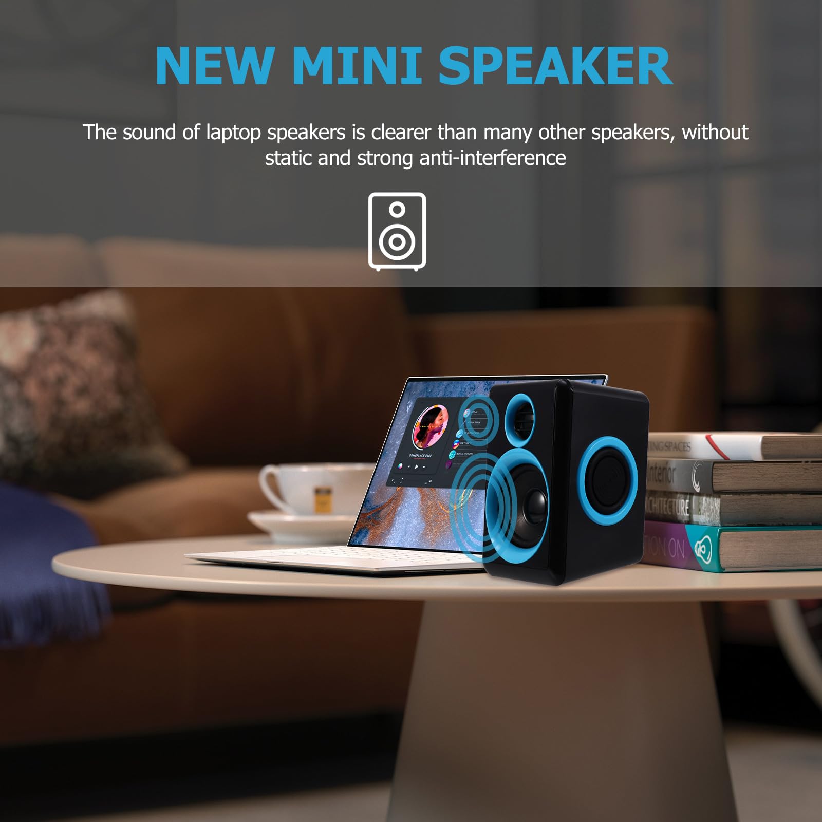 STOBAZA Mini Altoparlanti Colore per Computer Desktop e Laptop USB 2.0 Senza Disturbi Potente in ABS per Ufficio e Casa