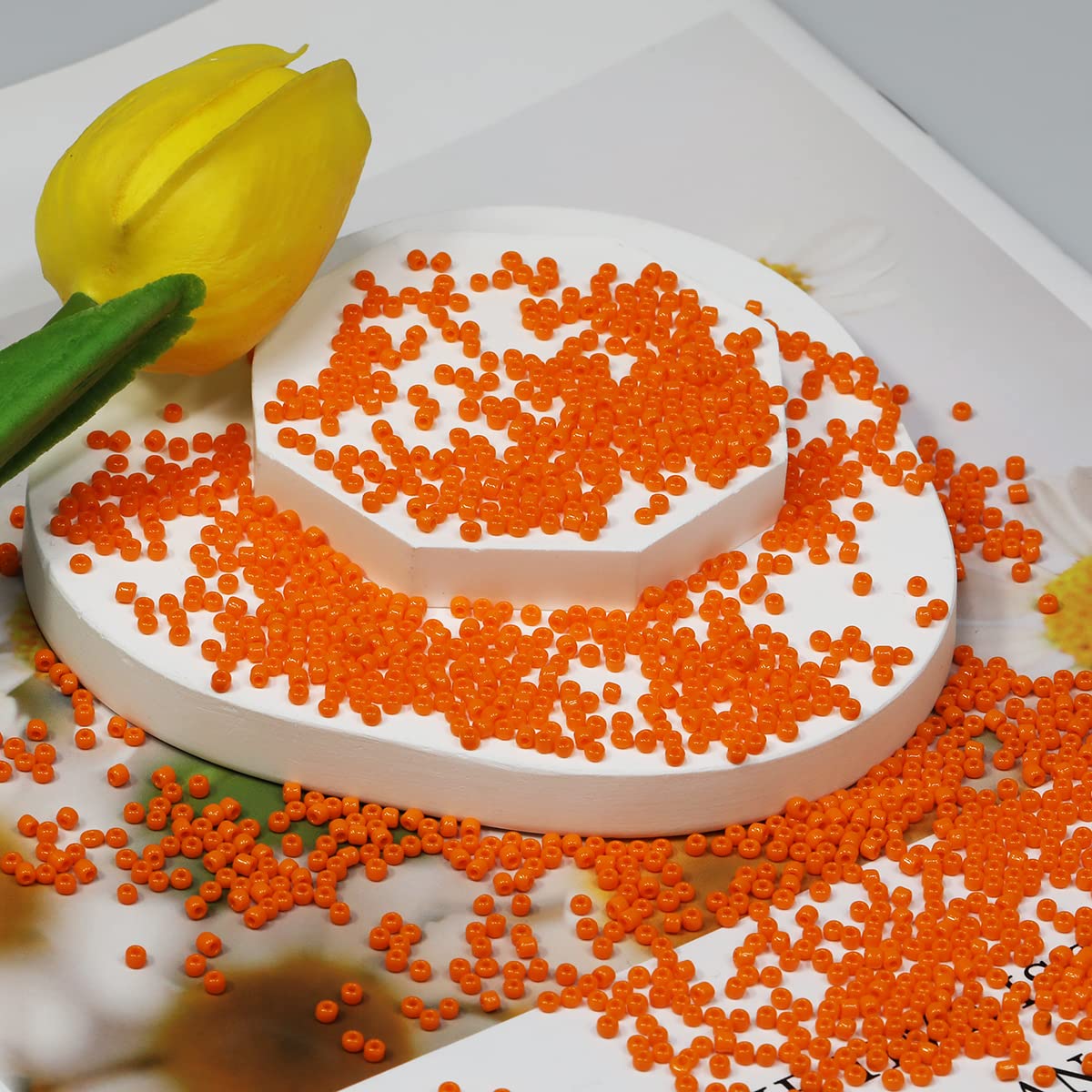 2mm Orange Seed Beads for Jewelry Making 110 Grams About 9800pcs,12/0 Glass Craft Beads for Making Earrings, Bracelets, Pendants, Waist Jewelry, DIY Handmade Seed BeadsOrange - Image 3