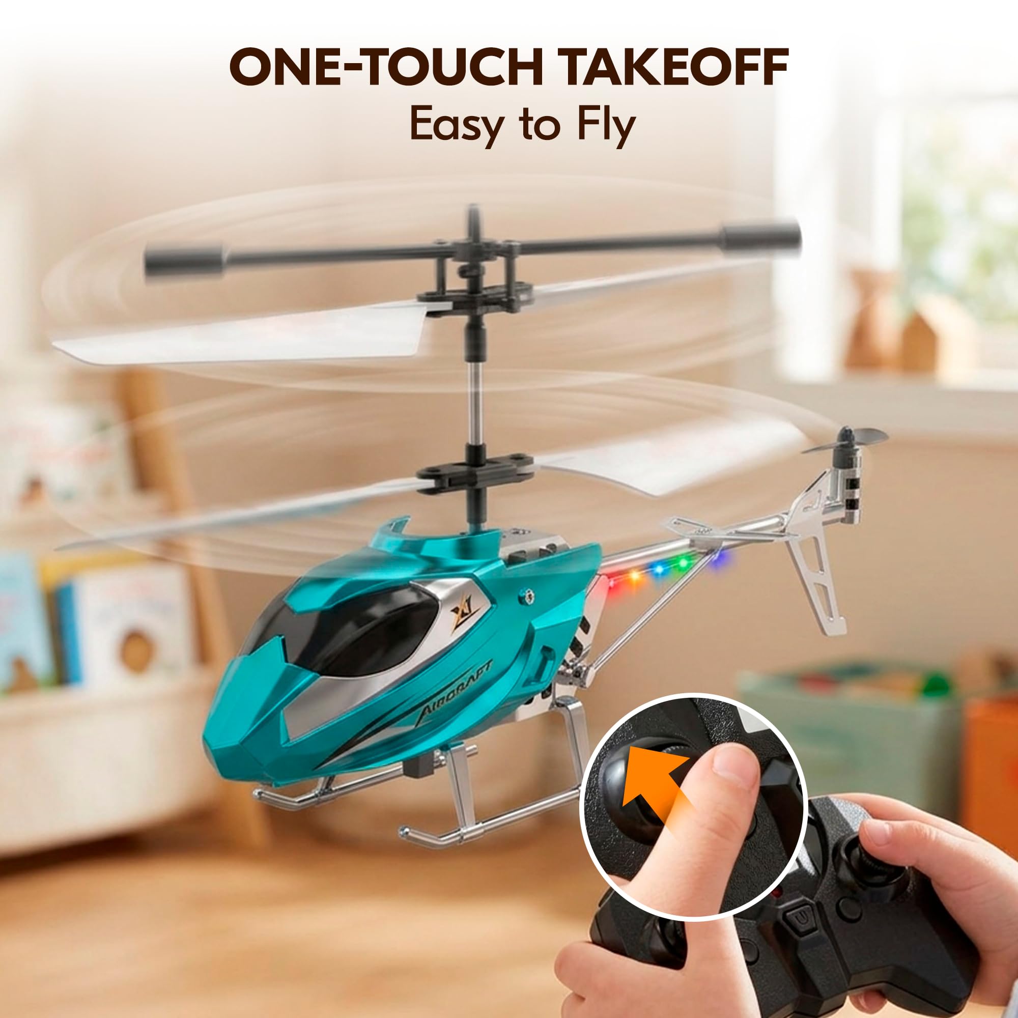 Helikopter zdalnie sterowany RC dla dzieci i dorosłych, 2,4 GHz, ze światłami LED, łatwy w pilotażu, ładowanie USB-C, żyroskop, latająca zabawka do domu i na zewnątrz