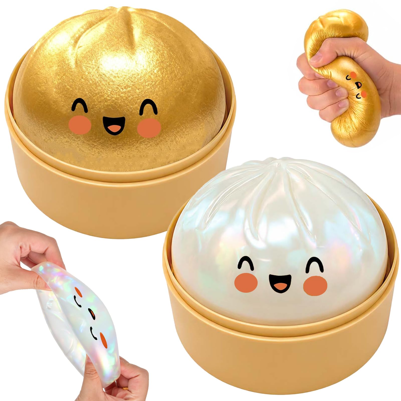 Glitter Dumpling Squishies, 2PCS Mystery Dumplings Bao Squishy Fidget Toys