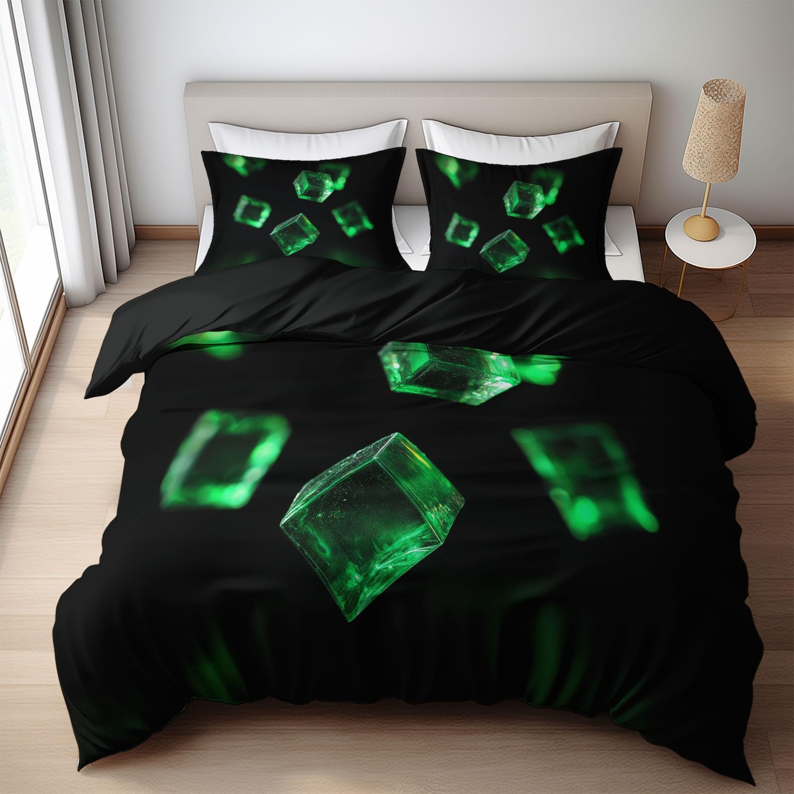 Juego de ropa de cama de 200 x 200 cm, 3 piezas, diseño de cubos
