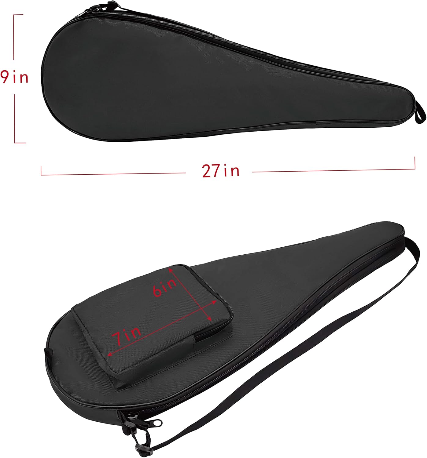 Silfrae Full Size Squash Racquet Cover Racquet Bag for 2 Squash Rackets