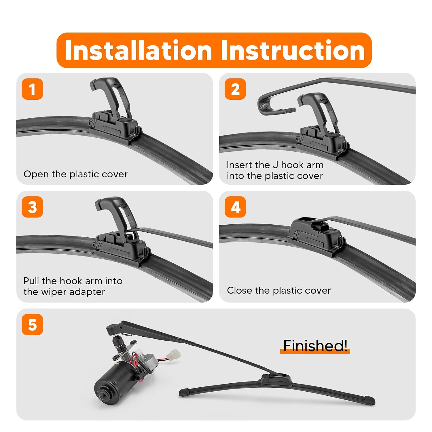 WeiSen 12V Electric Windshield Wiper Washer Pump Kit Compatible with Polaris RZR Defender Maverick Pioneer UTV 16" 12V Windshield Wiper Blade