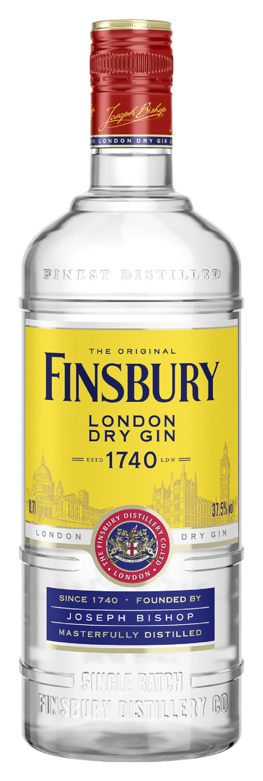 Finsbury London Dry Gin mit 37,5% vol. Der Klassiker aus London seit 1740, Wacholder und Zitrusnoten, Perfekt für Gin & Tonic - 1 x 0,7l