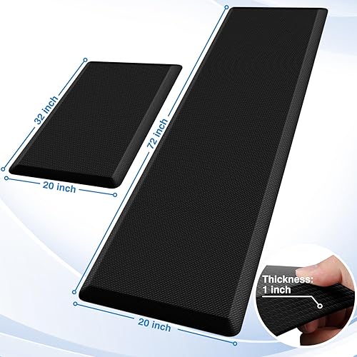 Miniatura 18 de StepRite Tapetes de cocina, 2 tapetes acolchados, antifatiga, para piso, de escritorio, antideslizante, impermeables, oficina, alfombras de 17.3 x