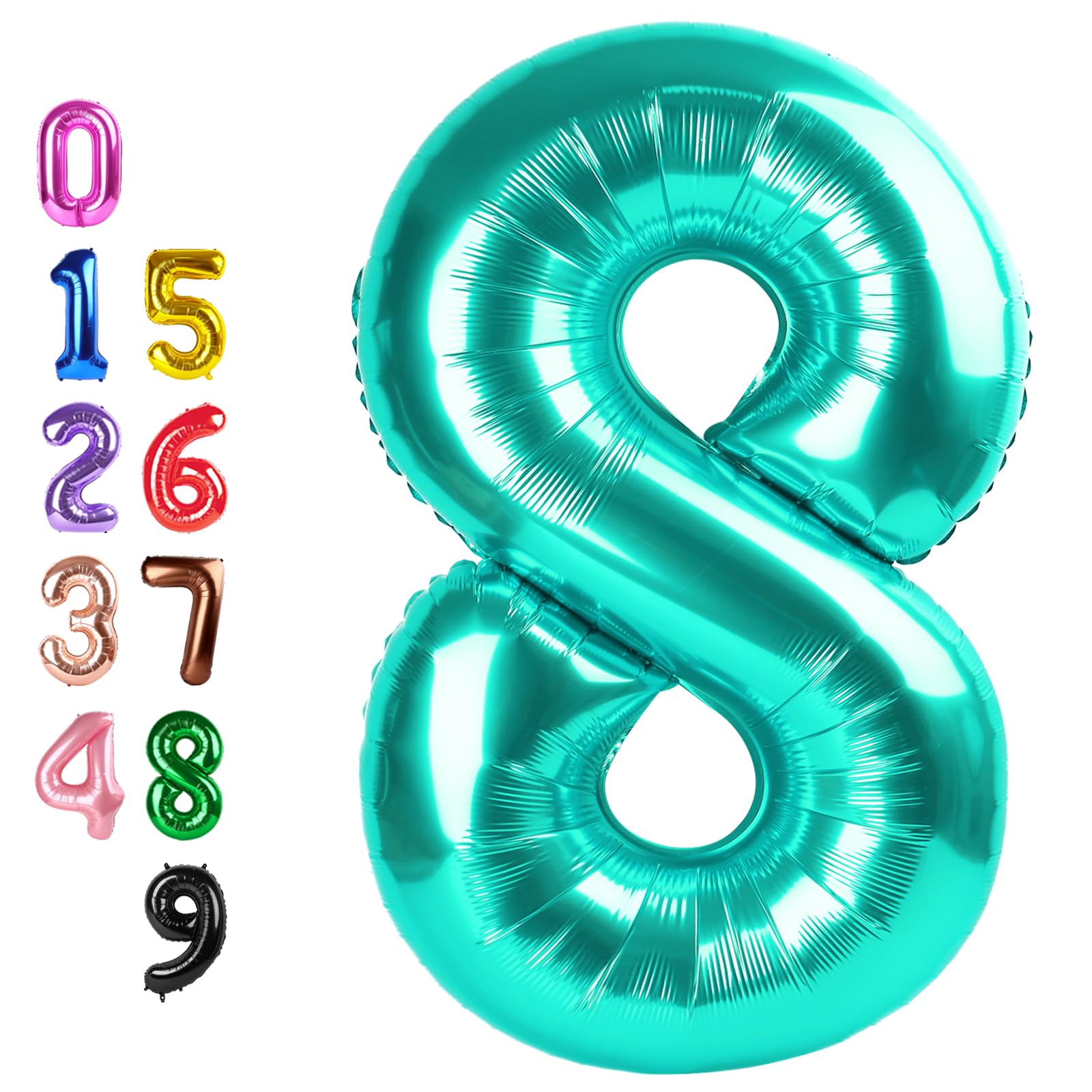 Number Balloons 8 Balloon 40 inch Teal Blue for 8 Birthday Party Decoration