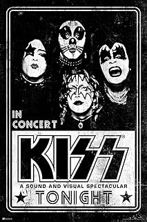 KISS Live Concert Poster - Heavy Metal Music Merch 1970s Retro Vintage Concert Tour Accessories - 16x24