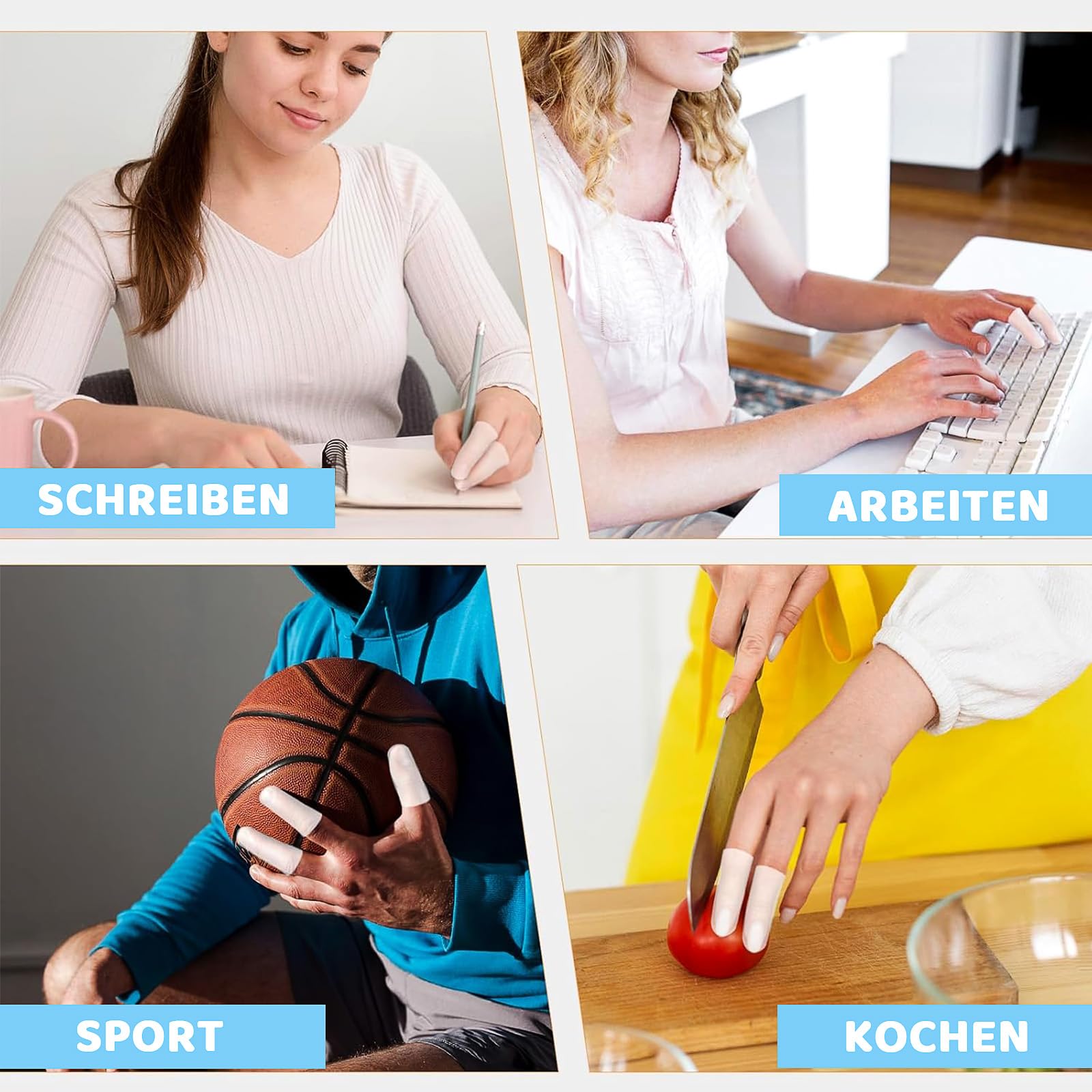 Protecteur de Doigt,20 Pièces Protecteur de Doigt de Gel,Manchons de Soutien du Pouce Doigtiers Silicone Protege Doigt Silicone pour Tricot,Protege Doigt Coupure