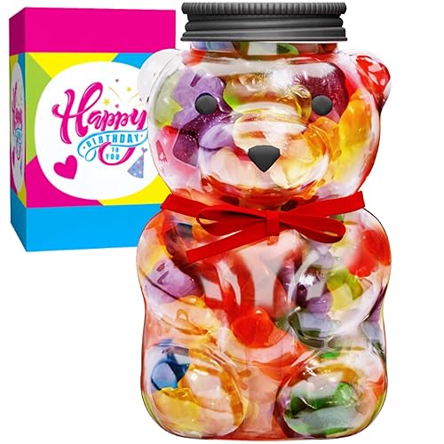 Miniatura 3 de Tarro de gomita  Tarro de plástico listo para regalo de dulces relleno de gomitas dulces  Caramelos de goma en recipiente en forma de oso con
