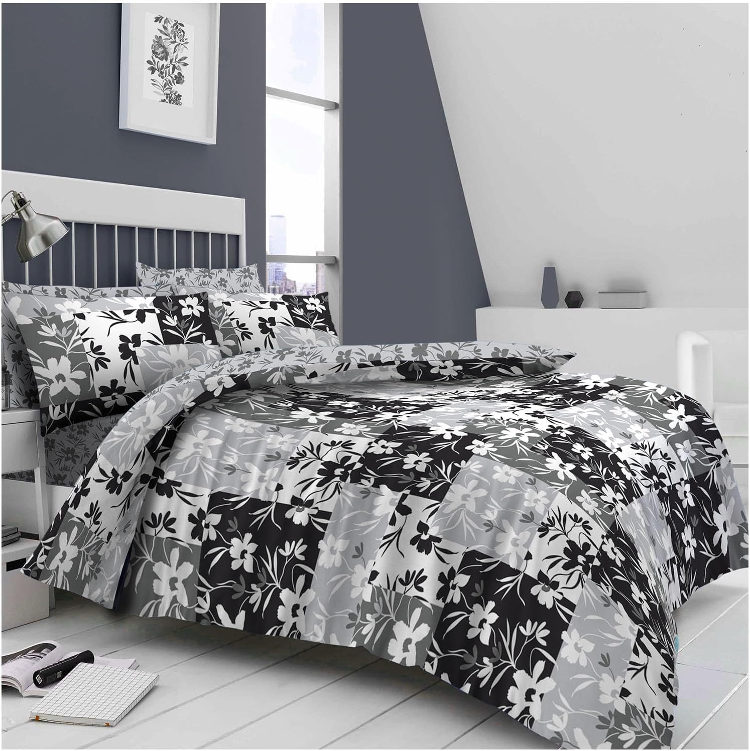 GC GAVENO CAVAILIA Botanical Bedding & Linen Double Duvet Set, Flower Duvet Cover (200x200 cm), Breathable Reversible Bed Cover Set