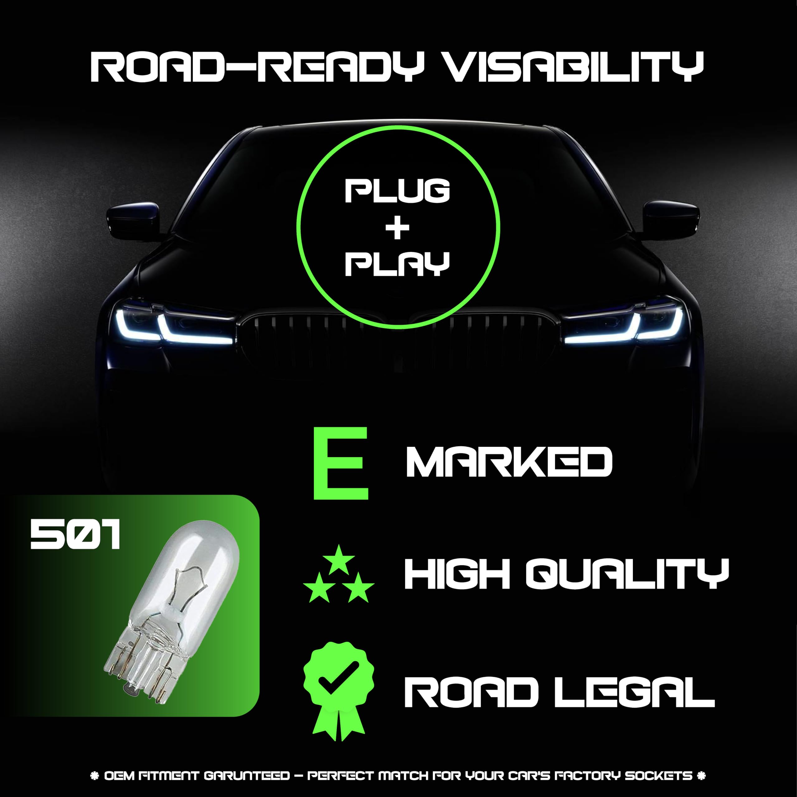 WAXACAR Vehicle Light Bulbs, Multi-Purpose for Tail, Brake, Fog, Indicator, Reverse Lights, 10 Pack, Universal Fit, Halogen, 21W, Compatible with Car, Van, Trailer, Truck, Bike (501 (10 Pack)) — view 3