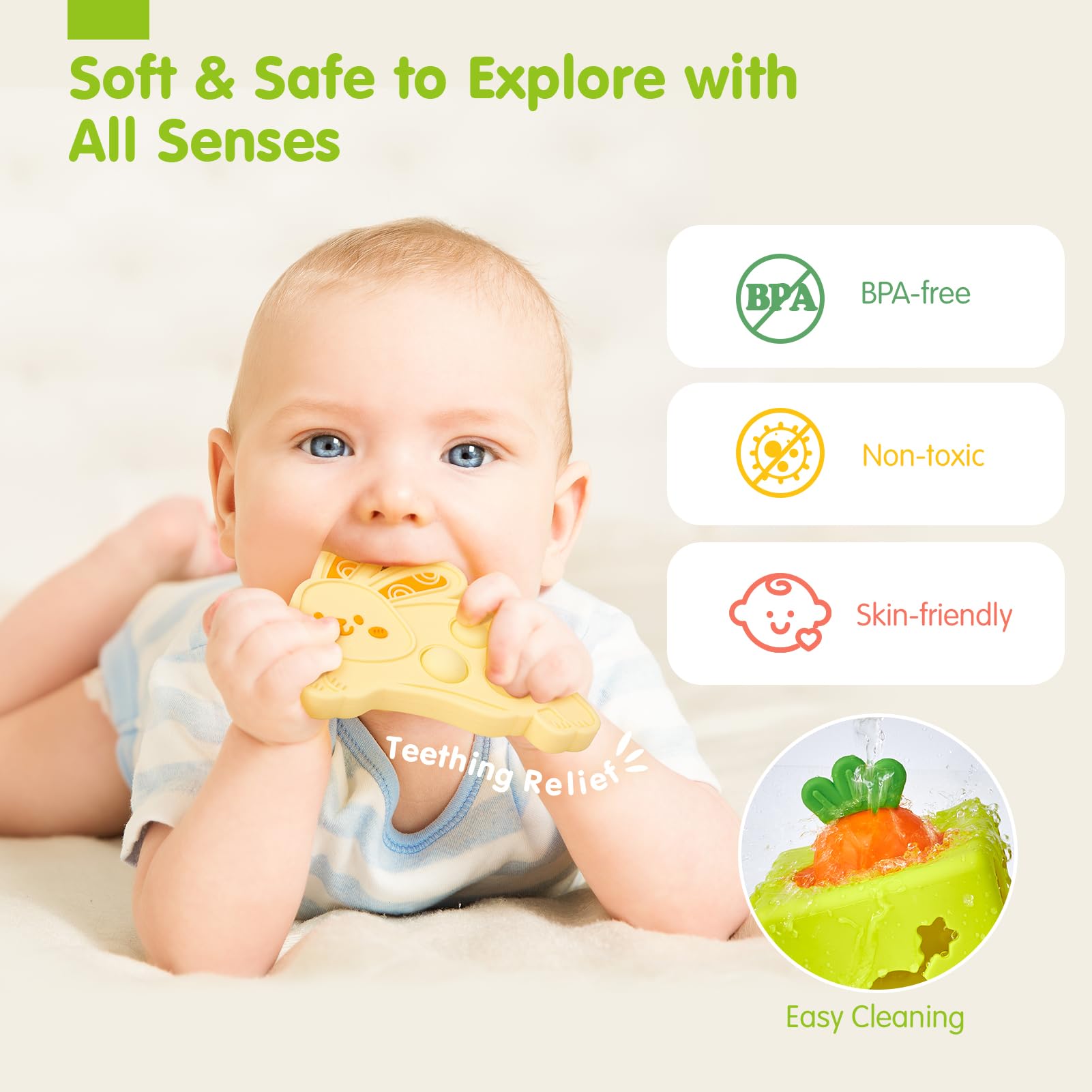 hahaland Jouet Montessori Bebe 6-12 Mois – Boite Mouchoir Bebe – Jouet sensoriel 6 en 1 avec lingettes, Miroir, Anneau de Dentition, Cadeau bébé Fille Garcon 1 an