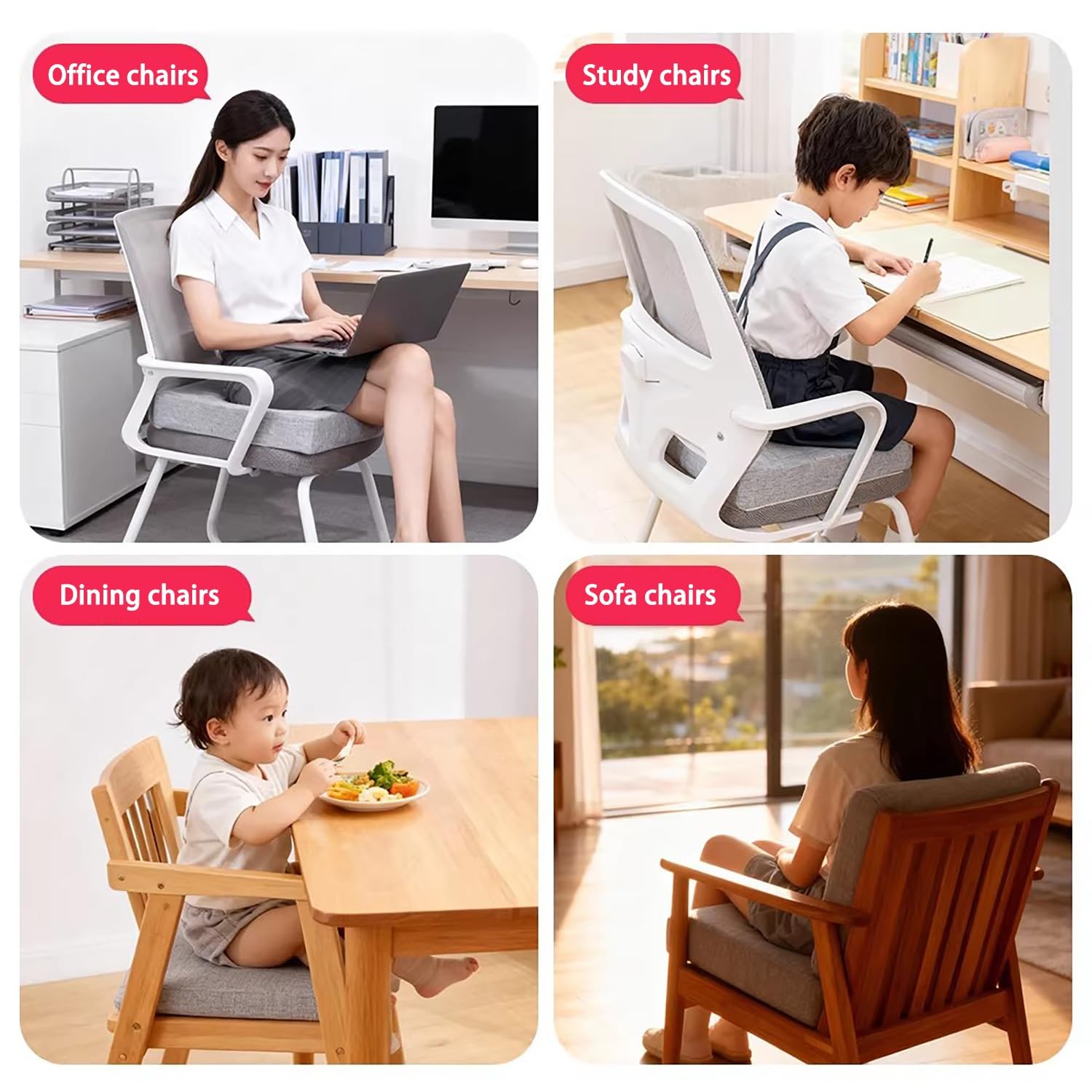 Ultimate t & Support - Cuscino spesso antiscivolo per sedia da pranzo e ufficio (marrone scuro, 40 x 40 x 10 cm)