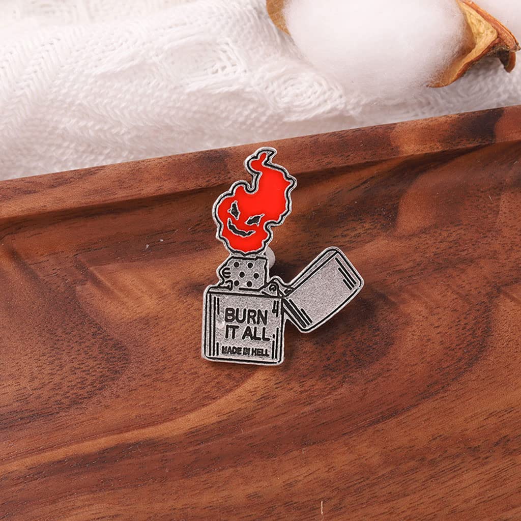 Alloy Couples Lapel Pin Burn It All Punk Goth Halloween Badges Brooches Pins for Backpacks