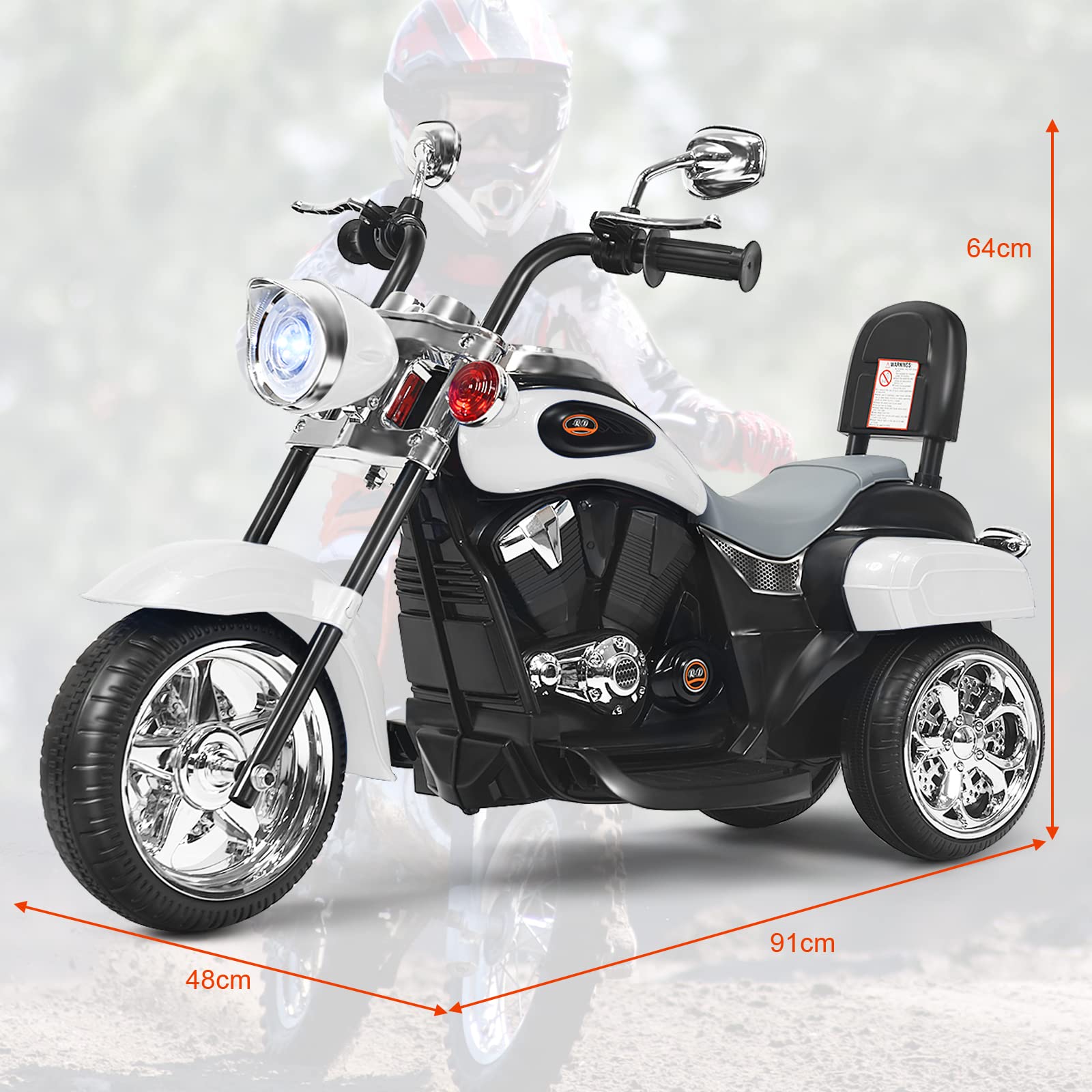 DREAMADE – Moto électrique 3 Roues Pour Enfants – 6V, 3 Km/h, Charge 30 Kg – Phare, Klaxon – Dès 3 Ans (bleu)