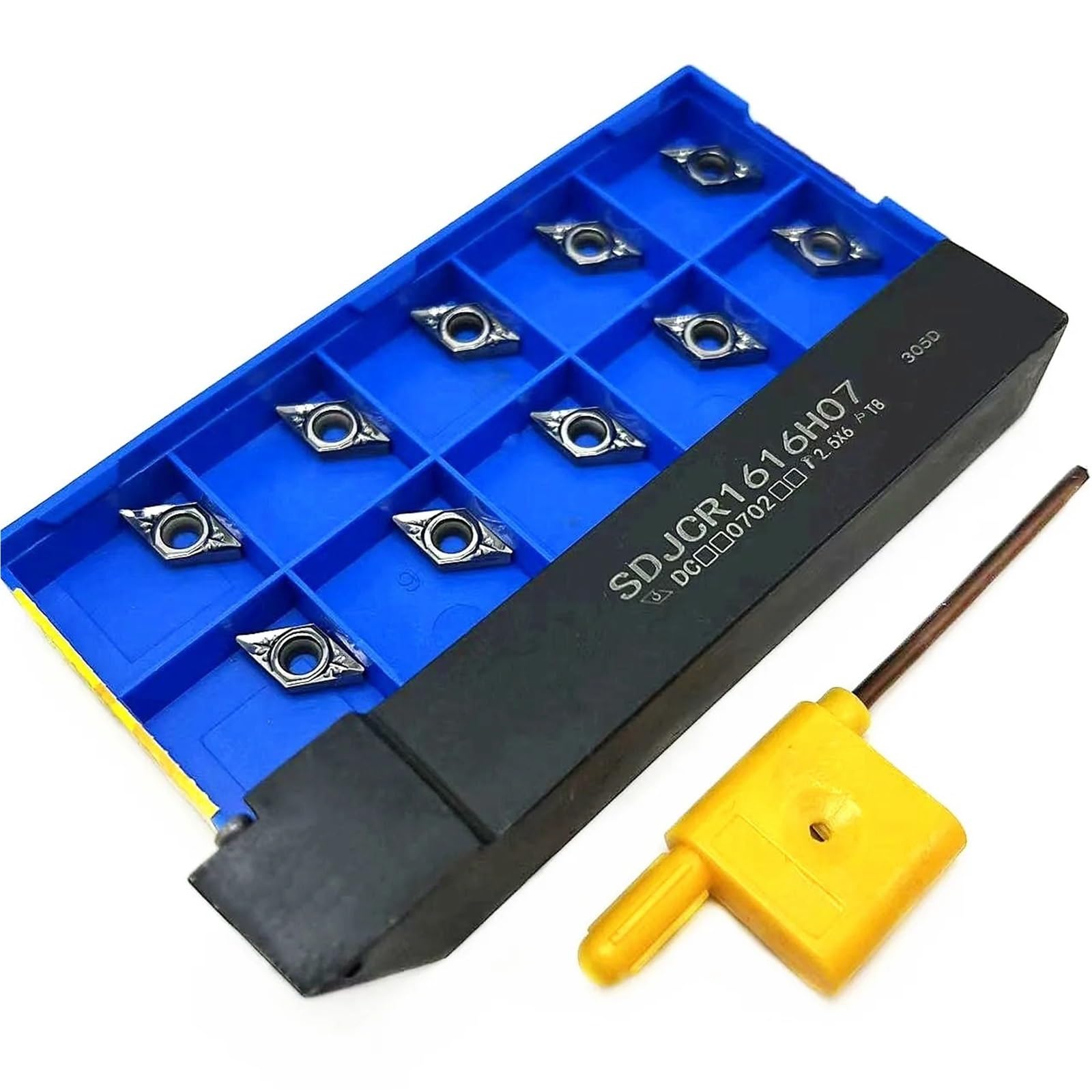 1 porte-outil de tournage en carbure indexable SDJCR1010H07 SDJCR1212H07 SDJCR1616H07 SDJCR2020K07 avec 10 inserts DCGT070204 pour rainurage de tournage (SDJCR1616H07) (SDJCR1616H07) H07)