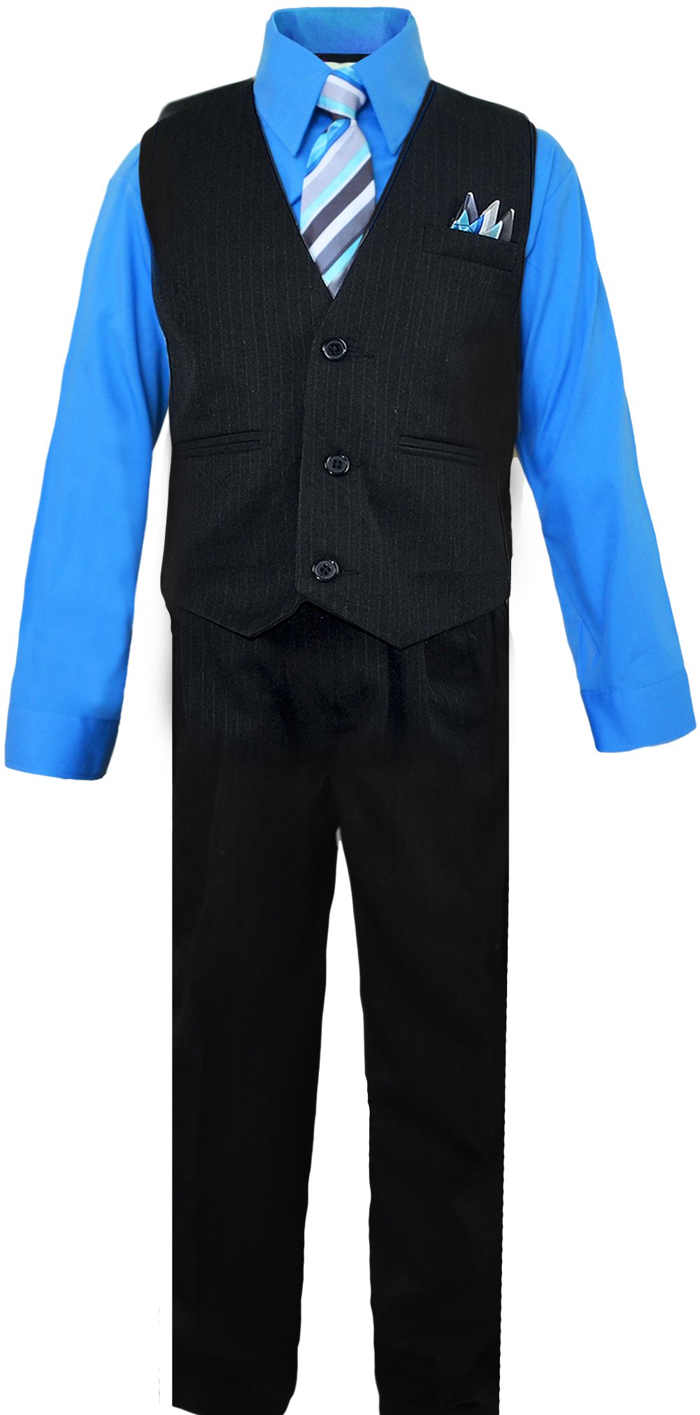 Buy Black n Bianco Boys Pinstripe Dress Suit, with Vest, Shirt, Tie and