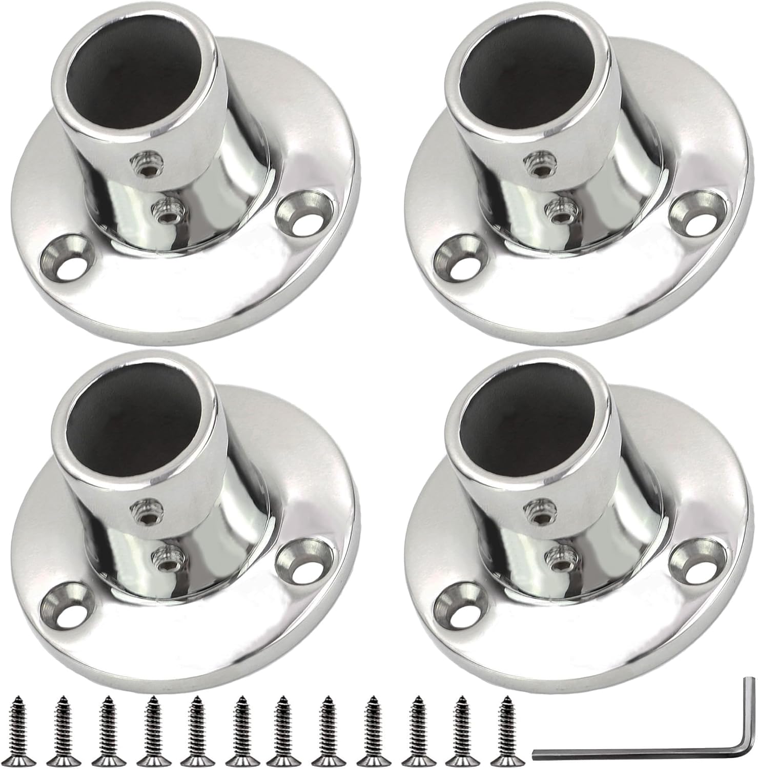 YANYUCB Boat Hand Rail Fitting,316 Stainless Steel Round 60/90 Degree Boat Hand Rail Base(1 inch,1-1/4inch,7/8 inch,1-3/16 inch) with L Shape Hex Key and Screws