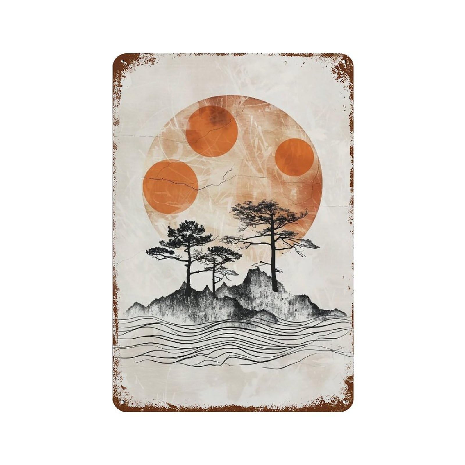 WIHYRTUI Oriental Multi Sun Sacred Mountain Waterscape 04 Wall Retro Iron Metal Tin Sign Vintage Art Poster Modern Home Cofffee Club Art Bar Shop Decor Style 30x20cm