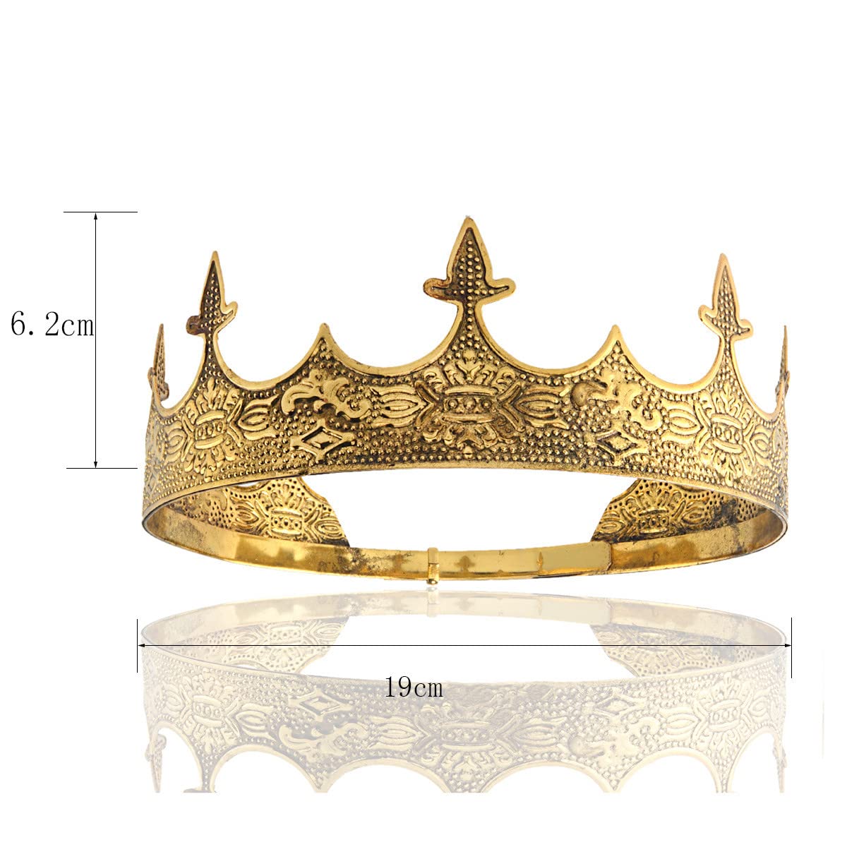 Korona Biżuteria do włosów Królewski Król Diadem Mężczyźni Metal Big Tiaras Na Halloween Kostium (Ciemne Złoto)